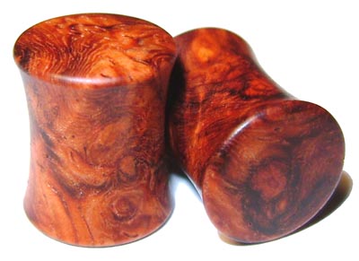 0000g 0000 G Gauge 11.68mm Organic Amboyna Burl Double Flared Exotic Wood Plugs