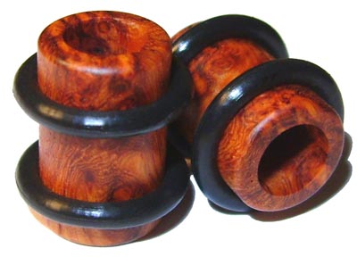 0000g 0000 G Gauge 11.68mm Organic Amboyna Burl O-Ring Straight Exotic Wood Tunnels