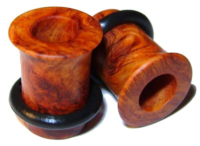 0000g 0000 G Gauge 11.68mm Organic Amboyna Burl Single Flared Exotic Wood Tunnels