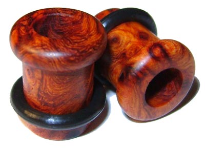 0000g 0000 G Gauge 11.68mm Organic Amboyna Burl Single Top Hat Exotic Wood Tunnels