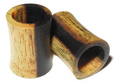 0000g Gauge 11.68mm Organic Black and White Ebony Double Flared Exotic Wood Tunnels
