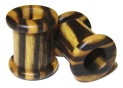 0000g Gauge 11.68mm Organic Black and White Ebony Double Top Hat Exotic Wood Tunnels