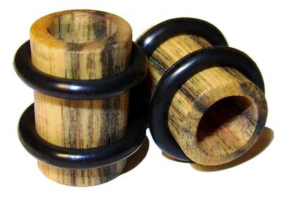 0000g Gauge 11.68mm Organic Black and White Ebony O-Ring Straight Exotic Wood Tunnels