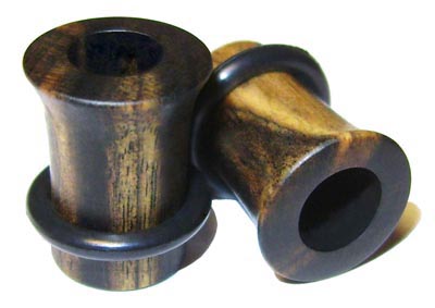 0000g Gauge 11.68mm Organic Black and White Ebony Single Flared Exotic Wood Tunnels