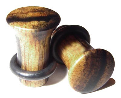 0000g Gauge 11.68mm Organic Black and White Ebony Single Flared Exotic Wood Plugs