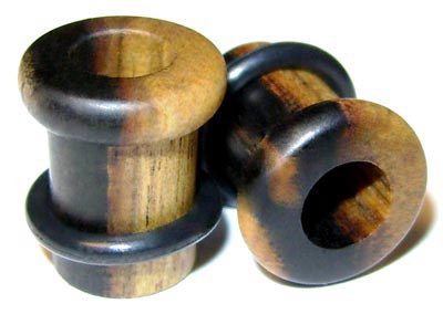 0000g Gauge 11.68mm Organic Black and White Ebony Single Top Hat Exotic Wood Tunnels