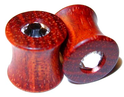 0000g 0000 G Gauge 11.68mm Organic Bloodwood Swarovski Crystal Inlayed Double Flared Plugs