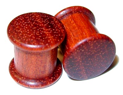0000g 0000 G Gauge 11.68mm Organic Bloodwood Double Top Hat Exotic Wood Plugs