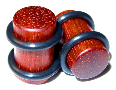 0000g 0000 G Gauge 11.68mm Organic Bloodwood O-Ring Straight Exotic Wood Plugs