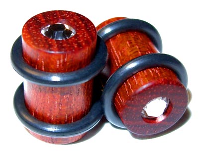 0000g 0000 G Gauge 11.68mm Organic Bloodwood Swarovski Crystal Inlayed O-Ring Straight Plugs