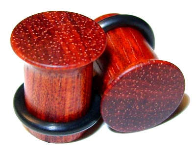 0000g 0000 G Gauge 11.68mm Organic Bloodwood Single Flared Exotic Wood Plugs