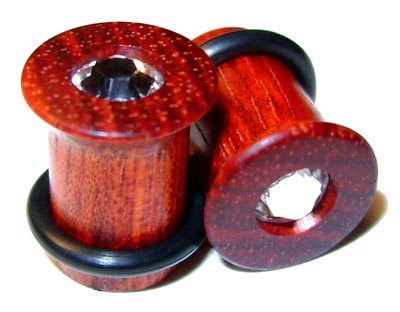 0000g 0000 G Gauge 11.68mm Organic Bloodwood Swarovski Crystal Inlayed Single Flared Plugs