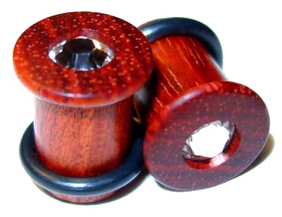 0000g 0000 G Gauge 11.68mm Organic Bloodwood Swarovski Crystal Inlayed Single Top Hat Plugs