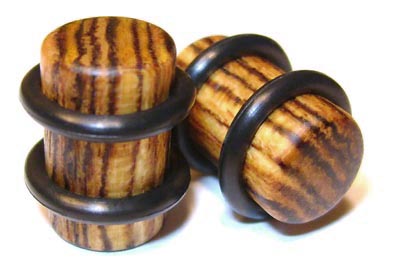 0000g 0000 G Gauge 11.68mm Organic Bocote O-Ring Straight Exotic Wood Plugs