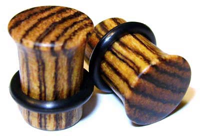 0000g 0000 G Gauge 11.68mm Organic Bocote Single Flared Exotic Wood Plugs