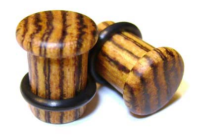0000g 0000 G Gauge 11.68mm Organic Bocote Single Top Hat Exotic Wood Plugs