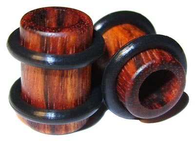 0000g Gauge 11.68mm Organic Chechen O-Ring Straight Exotic Wood Tunnels