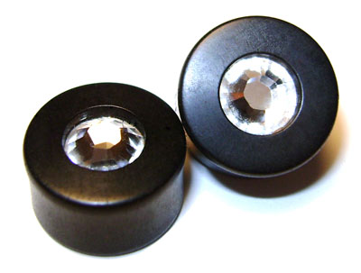 0000g Gauge 11.68mm Organic Ebony Swarovski Crystal Inlayed Double Flared Plugs