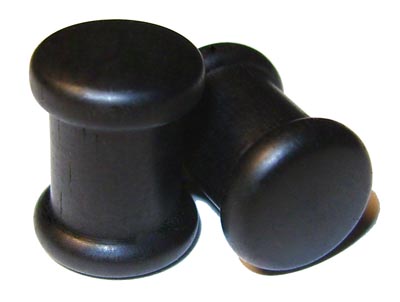 0000g Gauge 11.68mm Organic Ebony Double Top Hat Exotic Wood Plugs