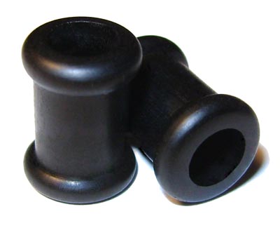 0000g Gauge 11.68mm Organic Ebony Double Top Hat Exotic Wood Tunnels