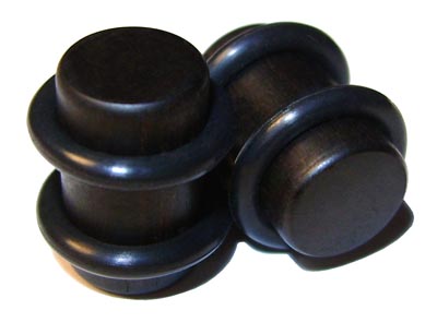 0000g Gauge 11.68mm Organic Ebony O-Ring Straight Exotic Wood Plugs