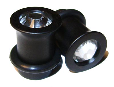 0000g Gauge 11.68mm Organic Ebony Swarovski Crystal Inlayed Single Flared Plugs