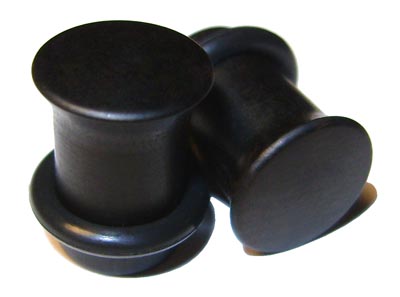 0000g Gauge 11.68mm Organic Ebony Single Flared Exotic Wood Plugs