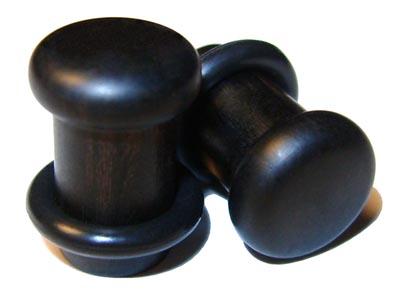 0000g Gauge 11.68mm Organic Ebony Single Top Hat Exotic Wood Plugs