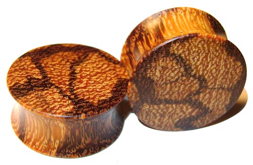 1g 1 G Gauge 7.3mm Organic Marblewood Double Flared Exotic Wood Plugs