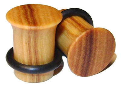 0000g 0000 G Gauge 11.68mm Organic Olivewood Single Flared Exotic Wood Plugs