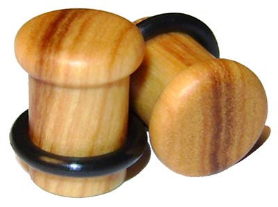 0000g 0000 G Gauge 11.68mm Organic Olivewood Single Top Hat Exotic Wood Plugs