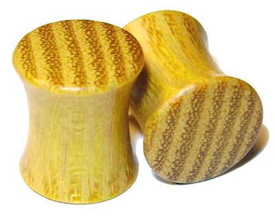 0000g 0000 G Gauge 11.68mm Organic Striped Osage Orange Double Flared Exotic Wood Plugs
