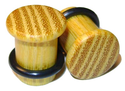 0000g 0000 G Gauge 11.68mm Organic Striped Osage Orange Single Top Hat Exotic Wood Plugs