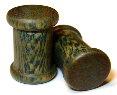 0000g Gauge 11.68mm Organic Lignum Vitae Double Top Hat Exotic Wood Plugs