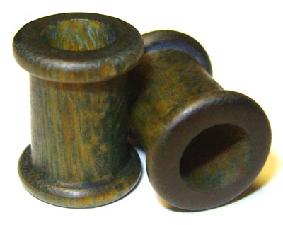0000g Gauge 11.68mm Organic Lignum Vitae Double Top Hat Exotic Wood Tunnels