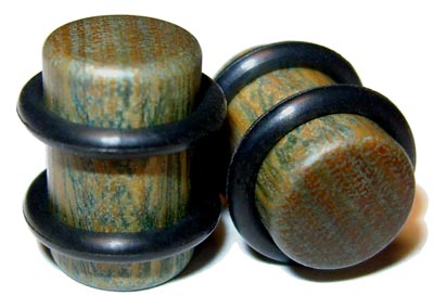0000g Gauge 11.68mm Organic Lignum Vitae O-Ring Straight Exotic Wood Plugs
