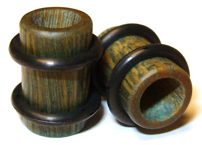 0000g Gauge 11.68mm Organic Lignum Vitae O-Ring Straight Exotic Wood Tunnels