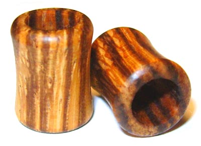 0000g Gauge 11.68mm Organic Zebrawood Double Flared Exotic Wood Tunnels