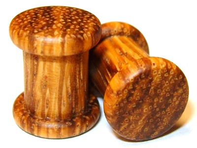 0000g Gauge 11.68mm Organic Zebrawood Double Top Hat Exotic Wood Plugs