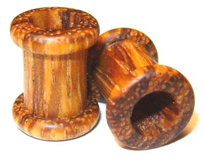 0000g Gauge 11.68mm Organic Zebrawood Double Top Hat Exotic Wood Tunnels