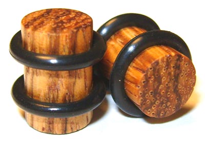 0000g Gauge 11.68mm Organic Zebrawood O-Ring Straight Exotic Wood Plugs