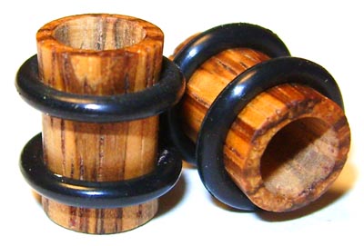 0000g Gauge 11.68mm Organic Zebrawood O-Ring Straight Exotic Wood Tunnels