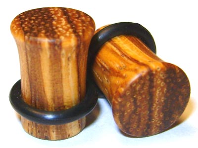 0000g Gauge 11.68mm Organic Zebrawood Single Flared Exotic Wood Plugs