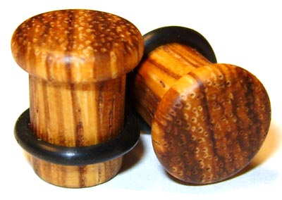 0000g Gauge 11.68mm Organic Zebrawood Single Top Hat Exotic Wood Plugs